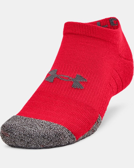 Adult HeatGear® No Show Socks 3-Pack, Red, pdpMainDesktop image number 1